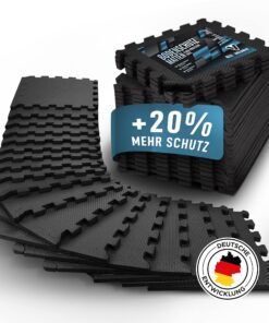 Bodenschutzmatten Fitness 18er Set (31×31 cm) – extra dick & rutschfest, 20% mehr Schutz