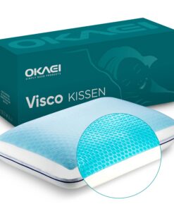 Okaei Memory Foam Kissen – Ergonomisches Kopfkissen für Nackenschmerzen – Visco-Kissen mit kühlendem Gel – Ideal für Sei