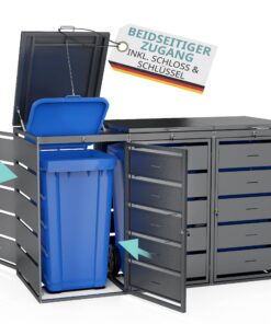 Mülltonnenbox 3 x 240L verstohlend Verarbeitete Stahl abschließbar Anthrazit RAL 7016 Mülltonnenbox 3 x 240L verzinkt