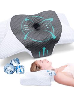 SAHEYER Ergonomisches Nackenkissen, Memory-Schaum Kopfkissen für Seitenschläfer, 60 x 35.5 x 10/13CM - Linderung von Nac