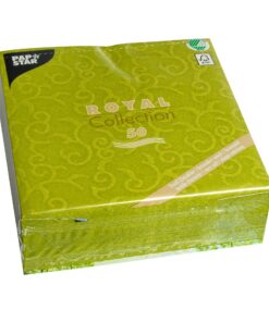 PAPSTAR Royal Collection Olivengrüne Dekorservietten 50 Stück 40cm x 40cm für Hochzeit und Gastronomie