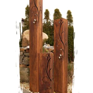 JH-Metalldesign Edelrost Säule Set Barocco Kugeln - Romantik Gartendeko für Garten Edelstahl