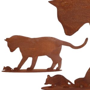 Rostikal Katze 25 cm - Wetterfest für Draußen, Garten Deko Tierfiguren - Dekoration für Ihren Garten mit Rost Metall, Ge