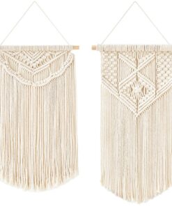 Mkouo 2 Pcs Boho Chic Wandbehang für Apartment und Schlafzimmer - Makramee Design und funktionelle Home Dekoration - 55.