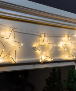 Spetebo Lichterkette mit 8 LED Sternen warm weiß - Weihnachts Deko Beleuchtung - Advent Winter Fenster Dekoration