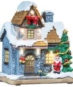 Weihnachtsdorf Deko mit LED-Beleuchtung für Kinder | Batteriebetriebenes Weihnachtsdorf Deko mit Santa Claus | Deko-Wei