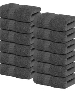 Infinitee Xclusives 12 Pack Ultra Soft 30x30 cm 100% Cotton Spa & Gym Towels Shadow Grey OEKO-TEX