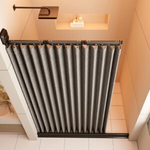 SONGMIKY rutschfeste Teleskopische Duschvorhangstange, 2-fold 100x180cm, ideal für Bad und Garderobe