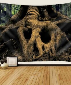 Daesar Nature Wandteppich 200x200CM Baumwoll Baumwurzeln Kinderzimmer Outdoor Wasserfest