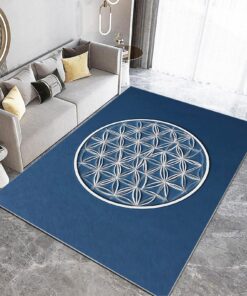 Teppich Wohnzimmer Symmetrisches Design Blume des Lebens Waschbar Modern In & Outdoor