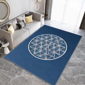 Teppich Wohnzimmer Symmetrisches Design Blume des Lebens Waschbar Modern In & Outdoor