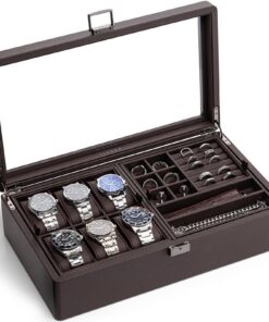 Vlando Uhrenbox mit 6 Fächern Geschenk für Väter Ehemann