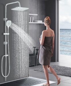 Regendusche ohne Armatur 3 Funktionen Duschkopf 30x20cm Edelstahl Chrom | Duschsystem ohne Armatur 30x20cm Regendusche