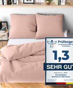 Wolkenfeld Bettwäsche 200x200 rosa - kuschlig weich & bügelfrei - ÖKO-TEX Zertifiziert - Winter Bettwäsche OEKO-TEX MADE