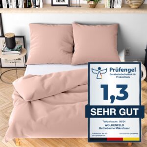 Wolkenfeld Bettwäsche 200x200 rosa - kuschlig weich & bügelfrei - ÖKO-TEX Zertifiziert - Winter Bettwäsche OEKO-TEX MADE