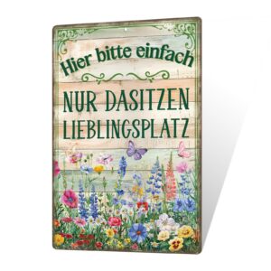 Putuo Decor Lieblingsplatz Metallschild - Romantische Blumenwiese Design - Garten Wanddeko