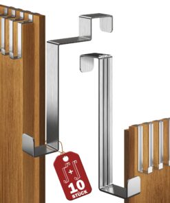Menz Edelstahl-Türhaken Set - 10 Stück, individuell verwendbar, stabile Türgarderobe - standard Kleiderhaken + Innenseit