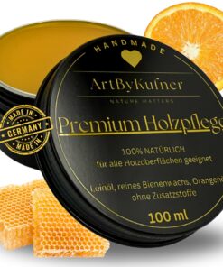 ARTBYKUFNER - Premium Holzwachs ohne Lösungsmittel für Möbel & Schneidebrett – Bienenwachs & Orangenöl enthalten – 100 m