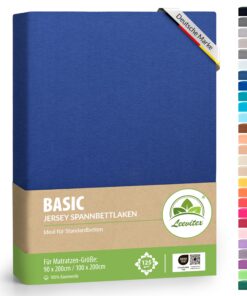 Leevitex® Spannbettlaken 100% Jersey Baumwolle - Royalblau/OEKO-TEX