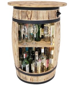 Weeco Holzfass Hausbar für Mann und Frau - Alkohol Schrank - Wohnzimmer Deko Tisch 80x50cm