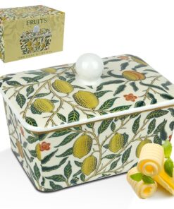 Elegante Butterdose aus Keramik von The Leonardo Collection | Zeitlose Butterdose mit ikonischem Obst-Design für den Es