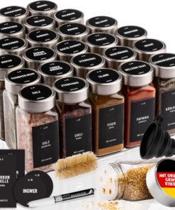 Deco haus® Gewürzdose eckig luftdicht 24er Set - Spice Jars Glas - Gewürzorganizer - Aufbewahrung von Gewürzen
