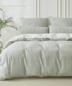 Soulful Bettwäsche Baumwolle Gestreift, Atmungsaktiv OEKO-TEX-certified-SalbeiGrün-OEKO-TEX-Standard-100 SalbeiGrün