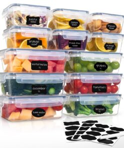 Hibisaws 12er Frischhaltedosen Set, BPA-frei Und 100% Luftdicht, Essensboxen Für Meal Prep, 6 x 1 L & 6 x 0,5 L, transpa