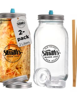 Smiths Mason Jars 2L Fermentiergläser – Kimchi & Sauerkraut – mit Gärventil 2er-Pack
