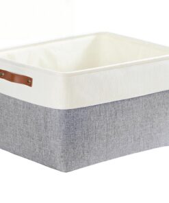 Mangata Stoff Aufbewahrungskorb, Groß Schrank, L, Grau Weiß Mangata Stoff Aufbewahrungsbox, Kleiderschrank, L, Grau We