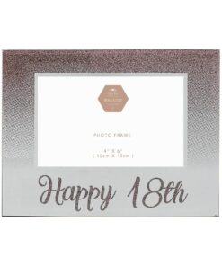 Leonardo Collection Bilderrahmen Happy 18th Rosa Gold mit Glitzer und Spiegel für Zimmerszeneiecte 10,2 x 15,2 cm Leon
