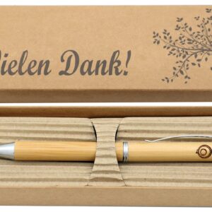 MORWE Nachhaltiger Bambus Kugelschreiber mit Vielen Dank Gravur - Geschenk für Vertragsabschlüsse, Kunden und Geschäftsp