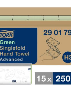 Tork grüne Zickzack Papierhandtücher Advanced - H3 Falthandtücher - saugfähig und reißfest, 2-lagig, grün, 15 x 250 Tüch