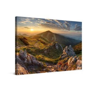 PICANOVA – Berge Leinwandbild – Premium Druck – Wohnzimmer Dekoration – 120x80cm – Gipfel Sicht Chleb