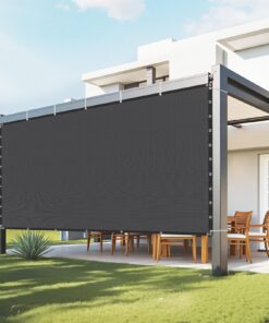 VEVOR 90% Sonnenschutzthüllung für Outdoor Terrasse (Sichtschutz, Schwarz, Edelstahlösen, 305 x 366 cm)