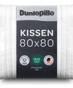 Dunlopillo Premium Schlafkissen 80x80 für Allergiker | Oeko-Tex Zertifiziert | Perfekte Kopfhöhe | Polster, Kopfpolster,