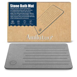 Amilutuo Diatomite Stone Bath Mat, rutschfeste Stein Badematte Schnelltrocknend für Ihr Badezimmer (Linie Graphit)