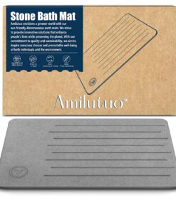 Amilutuo Diatomite Stone Bath Mat, rutschfeste Stein Badematte Schnelltrocknend für Ihr Badezimmer (Linie Graphit)