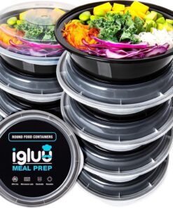 Igluu Runde Meal Prep Boxen mit Deckel – wiederverwendbar, mikrowellen-, gefrier- und spülmaschinengeeignet – für gesund