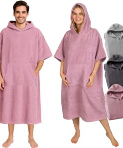 CalmyBEACH Surf Poncho 100% Baumwolle Strand Badeponcho Damen Herren OEKO-TEX