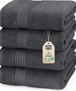 Utopia 100% ringgesponnene Baumwolle Badetücher Set sehr saugfähig weiches Gefühl (Grau) Utopia Premium Badetücher Set