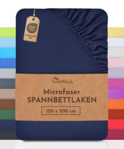 NatureMark - Mikrofaser SPANNBETTLAKEN zum Sparpreis! viele Größen und Farben (120x200 cm, Navy blau) OEKO-TEX STANDARD