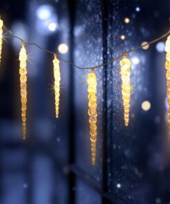 Spetebo LED Eiszapfen Lichterkette mit Timer - Outdoor Weihnachten - 285cm / 20 LEDs - Garten Deko Beleuchtung
