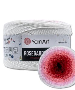 Frida's Wollhaus YarnArt 250 g 1000 m Rosegarden Bobbel Farbverlaufsgarn für Handweberei Weiß-Rosa-Dunkelrot (304)
