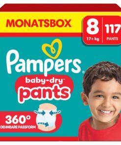 Pampers Baby-Dry Pants Größe 8 - 117 Windeln für Kinder ab 17kg mit 360° Passform und OEKO-TEX STANDARD 100 - Verhindert
