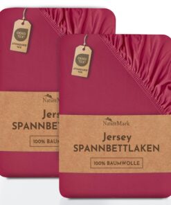 NatureMark Spannbettlaken Jersey 100% Baumwolle – Öko‑Tex Standard 100, Markenqualität | 2er Pack Spannbetttuch 120x200
