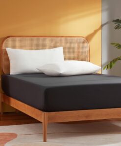 Sonive Spannbettlaken Schwarz 140x200cm, Polyester Für Matratzenhöhe bis 30cm Oeko-Tex Zertifiziert, MADE IN GREEN