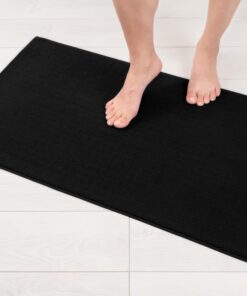 Hammetex rutschfeste Badematte, 51x86 cm, Saugfähig, Schnelltrocknend, Waschbar, Schwarz OEKO-TEX STANDARD 100