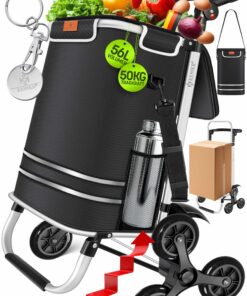 KESSER® Einkaufstrolley Treppensteiger mit Kühlfach | 56L Kapazität & 50kg Belastbarkeit | Klappbarer 3in1 Trolley Schwa