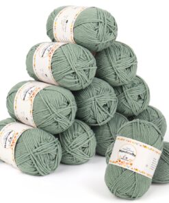 Aaelike Elegantes Grün 600g Strickwolle für Anfänger und Fachkräfte, 12x50g, 5Ply Baumwolle Set